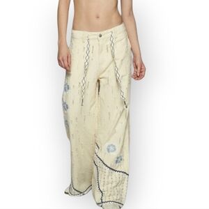 POL Cream and Blue Patterned Pants